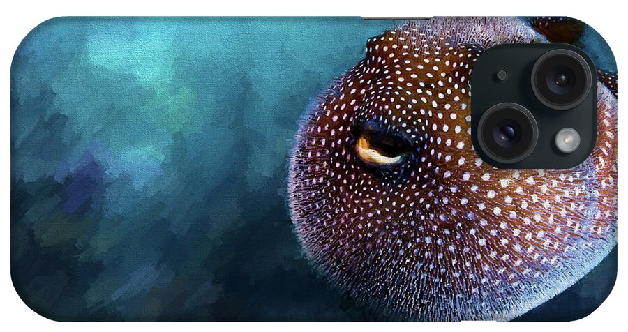 Spotted Puffer iPhone Case featuring the digital art Spotted Puffer All Blown Up by Russ Harris