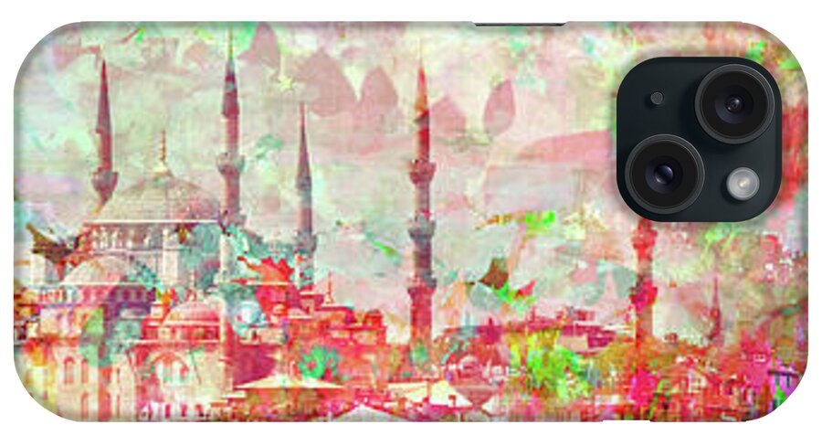 Abstract iPhone Case featuring the mixed media Spring Around The World by Ginette Callaway