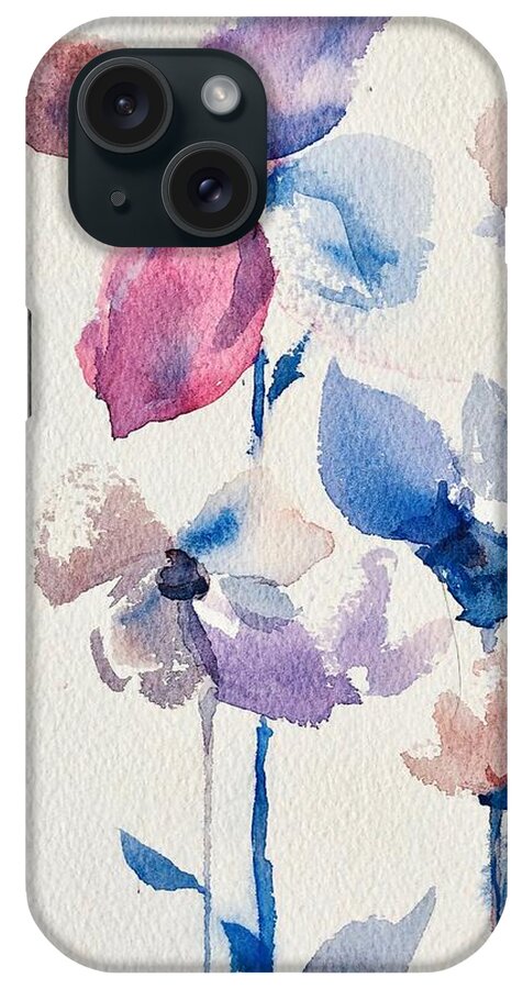 Flowers iPhone Case featuring the painting Spring Flowers Blue by Mary Schiros
