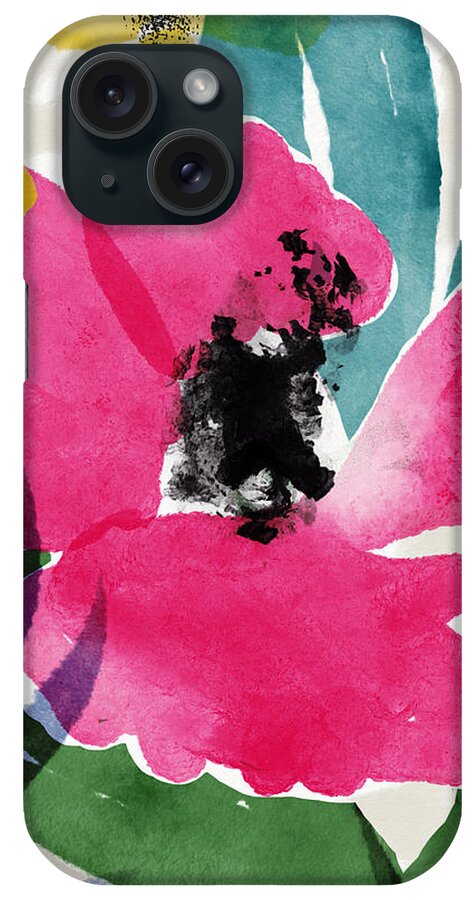 Garden iPhone Case featuring the mixed media Spring Garden Pink- Floral Art by Linda Woods by Linda Woods