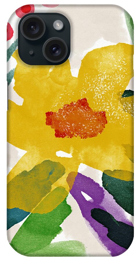 Garden iPhone Case featuring the mixed media Spring Garden Yellow- Floral Art by Linda Woods by Linda Woods