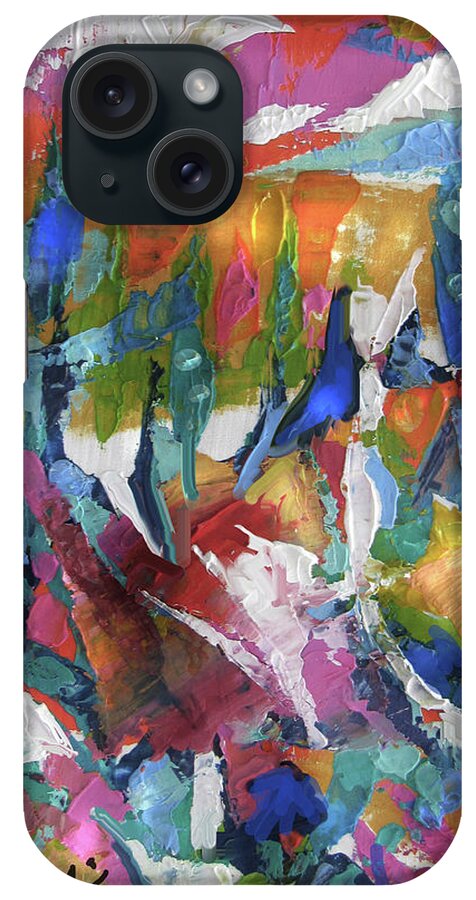 Abstract Landscape iPhone Case featuring the mixed media Spring Thaw by Jean Batzell Fitzgerald