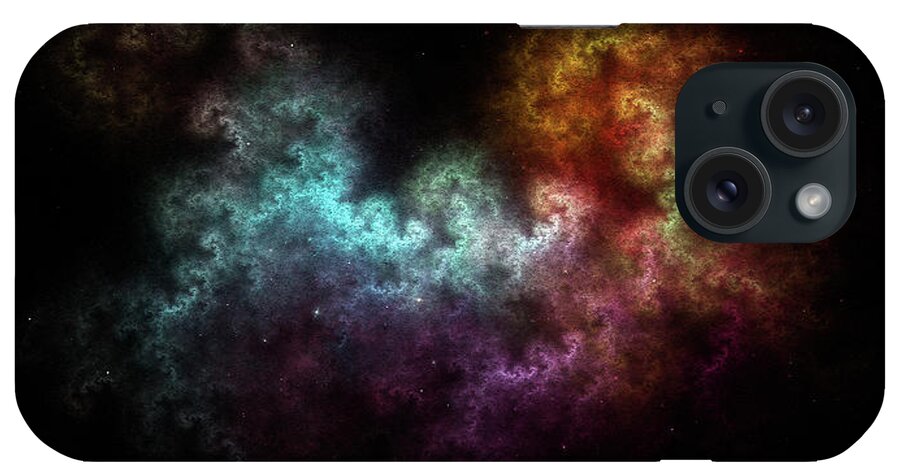 Fractal iPhone Case featuring the digital art Squiggley Nebula Star Dust Cloud CRQENH by Rolando Burbon