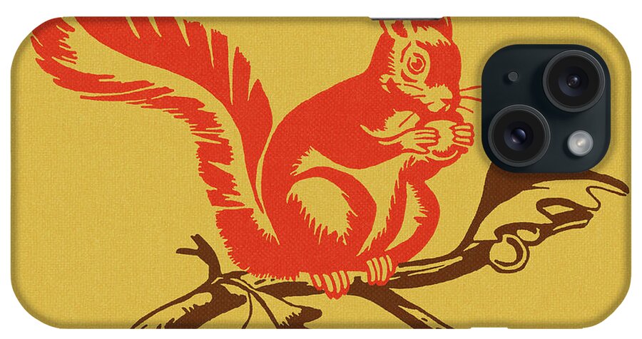 Acorn iPhone Case featuring the drawing Squirrel on a Branch by CSA Images