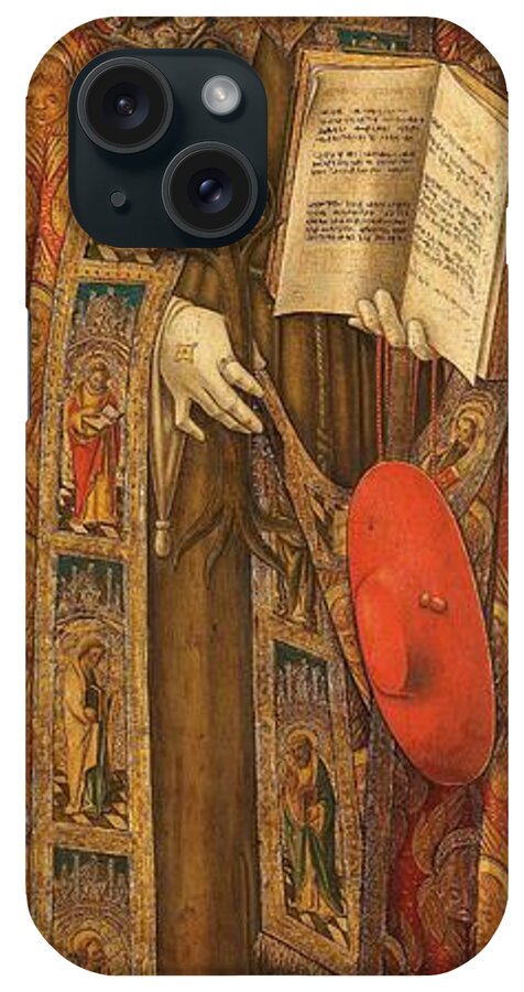 Panel iPhone Case featuring the painting St Bonaventura. by Vittore Crivelli