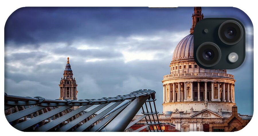 London Millennium Footbridge iPhone Case featuring the photograph St Pauls Cathedral, Millennium Bridge by Joe Daniel Price