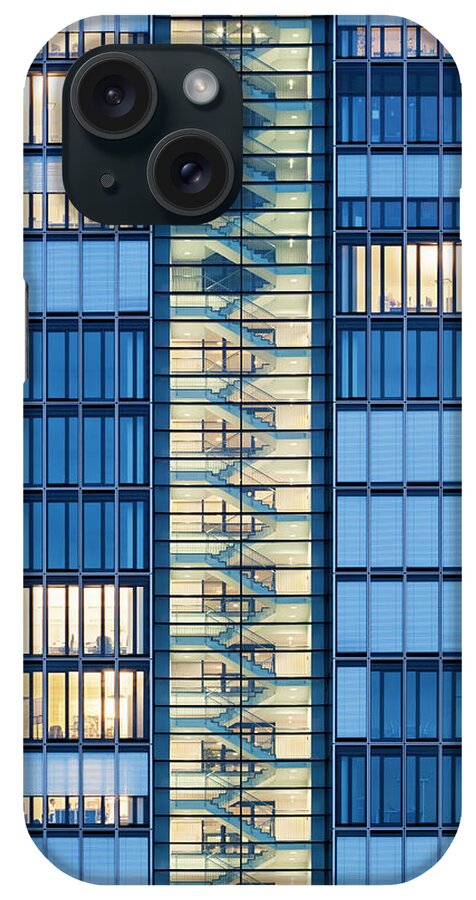 Part Of A Series iPhone Case featuring the photograph Staircase In Office Building At Dusk by Jorg Greuel