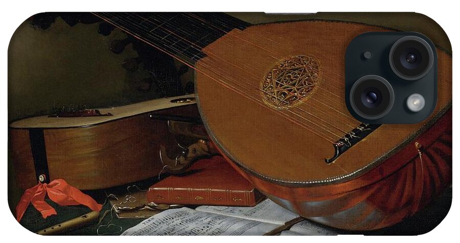 Still Life iPhone Case featuring the painting Still Life With A Lute And A Guitar by Nicolas-henry Jeaurat De Bertry