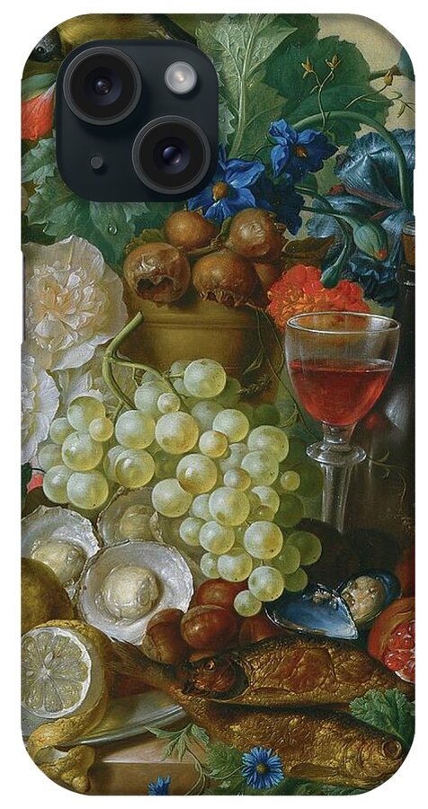 Fruit iPhone Case featuring the painting Still Life With Fruit And Flowers, Together With Oysters by Jan Van Os