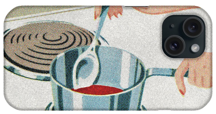 Appliance iPhone Case featuring the drawing Stirring liquid on the stove by CSA Images