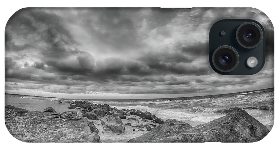 Seascape iPhone Case featuring the photograph Stormy Day at the Beach 2 by Alan Goldberg