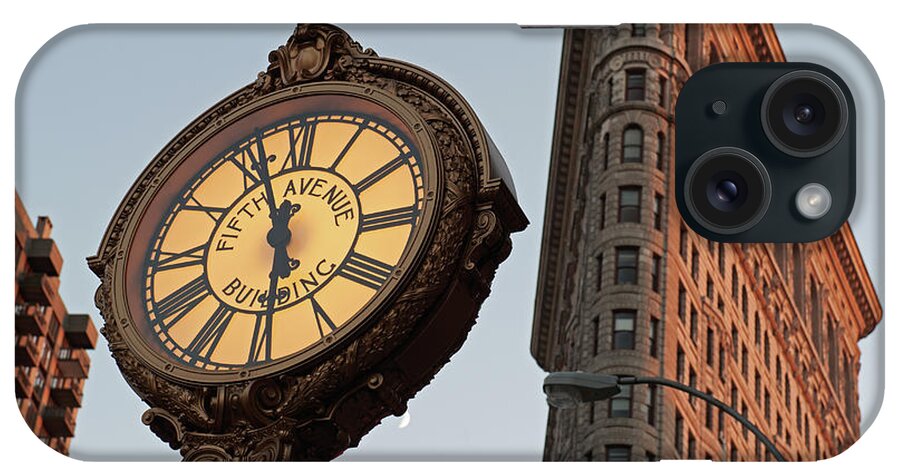 Outdoors iPhone Case featuring the photograph Street Scene With Clock And The Flat by Dallas Stribley