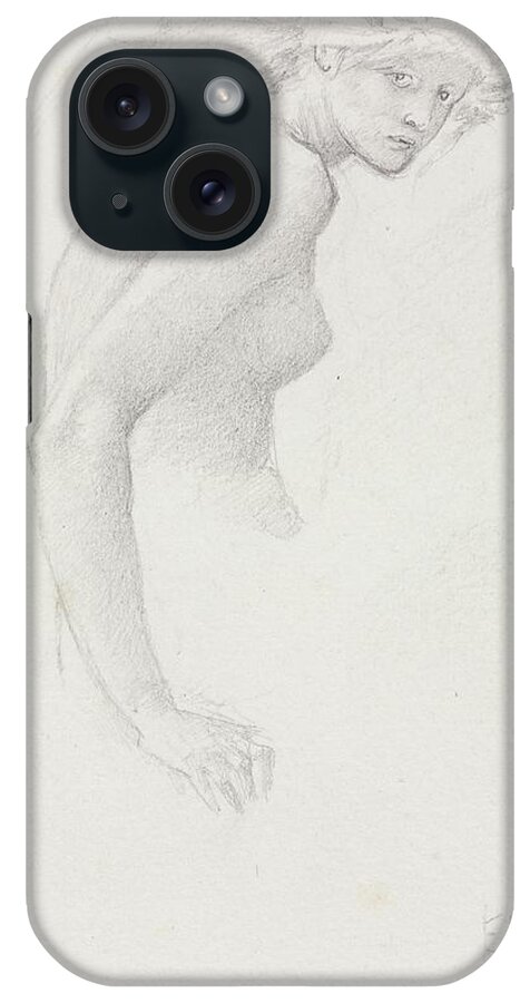 Sketch iPhone Case featuring the drawing Study Of A Female Figure by Sir Edward Coley Burne-jones