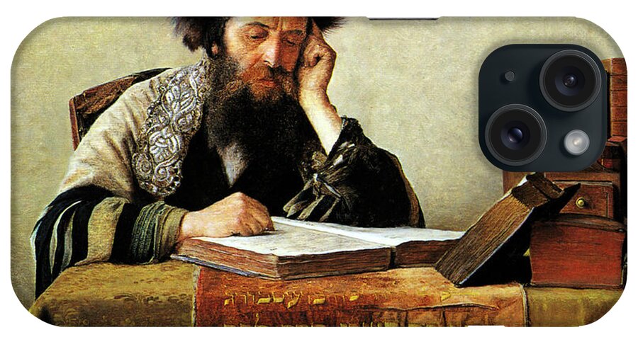 Portrait iPhone Case featuring the painting Studying the Talmud by Isidor Kaufmann