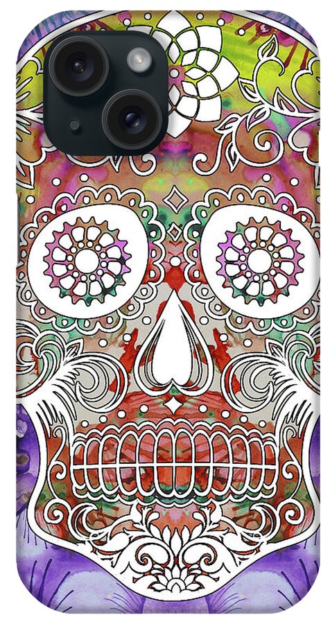 Sugar Skull iPhone Case featuring the mixed media Sugar Skull by Dean Russo