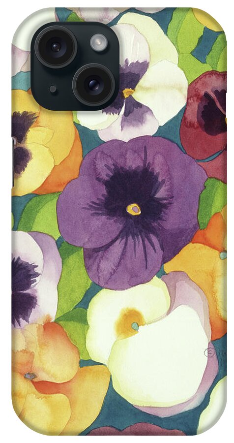 Pansies iPhone Case featuring the painting Summer Pansies by Mary Russel