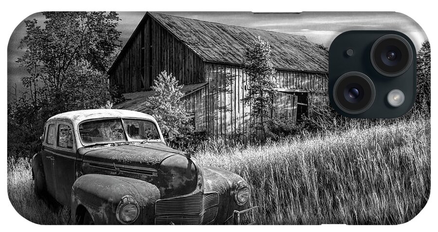 Landscape iPhone Case featuring the photograph Sun sets on the past with only memories left in Black and White. by Randall Nyhof