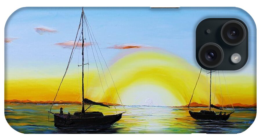  iPhone Case featuring the painting Sunburst Sails #2 by James Dunbar