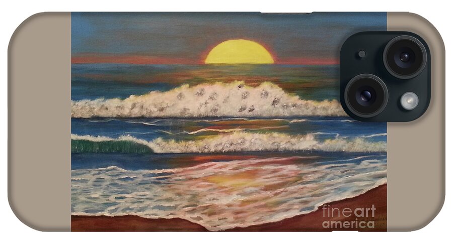Sundown iPhone Case featuring the painting Beach Sunset by Elizabeth Mauldin