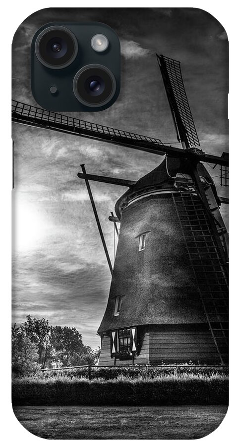 Clouds iPhone Case featuring the photograph Sundown over Holland in Black and White by Debra and Dave Vanderlaan