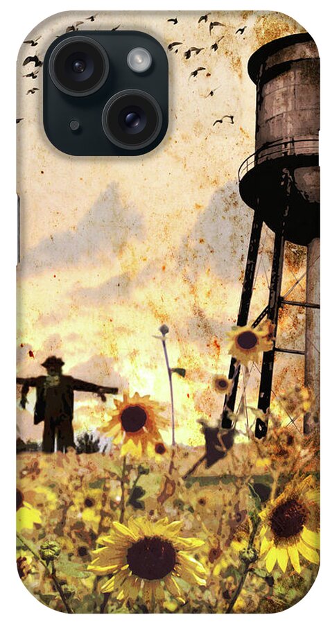 Jason Casteel iPhone Case featuring the digital art Sunflowers At Dusk by Jason Casteel