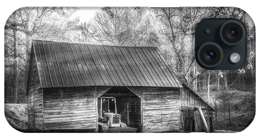 Barn iPhone Case featuring the photograph Sunlight on the Barn in Spring in Black and White by Debra and Dave Vanderlaan