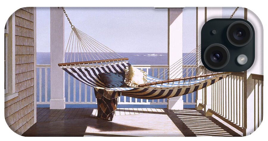 Hammock Hanging From Porch Beams iPhone Case featuring the painting Sunlit Hammock II by Zhen-huan Lu