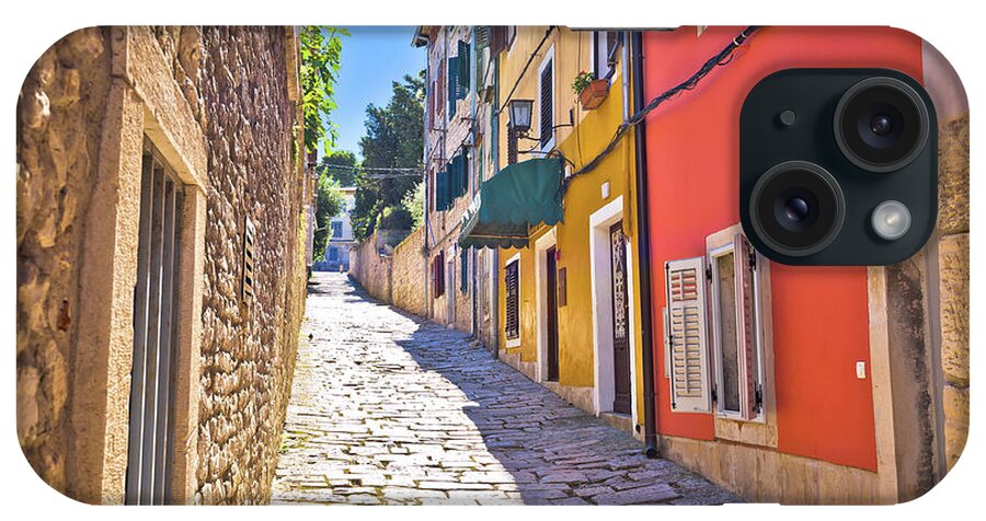 Pula iPhone Case featuring the photograph Sunny colorful stone street of ancient Pula view by Brch Photography
