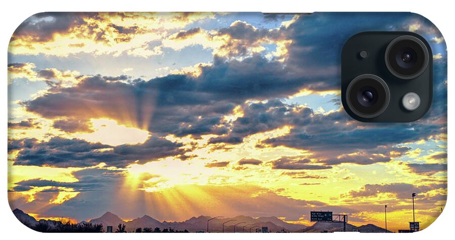 Sunset iPhone Case featuring the photograph Sunrays over Tucson freeway by Chance Kafka