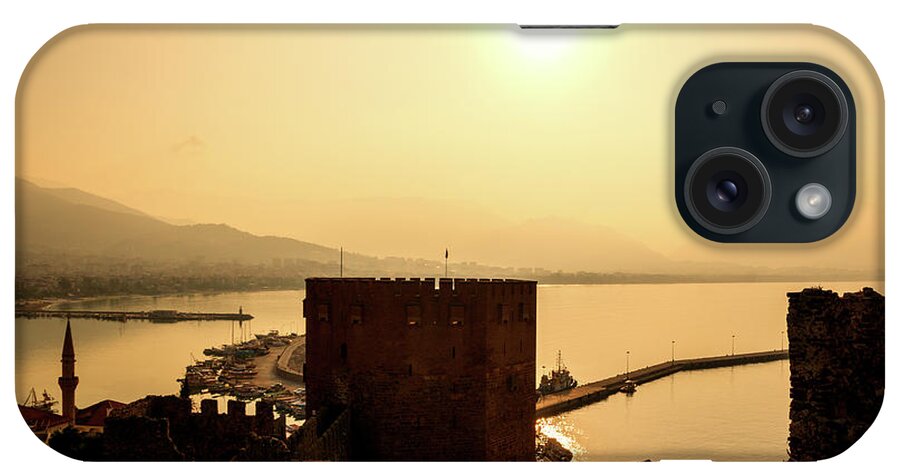 Sunrise iPhone Case featuring the photograph Sunrise above the red tower of Alanya by Sun Travels