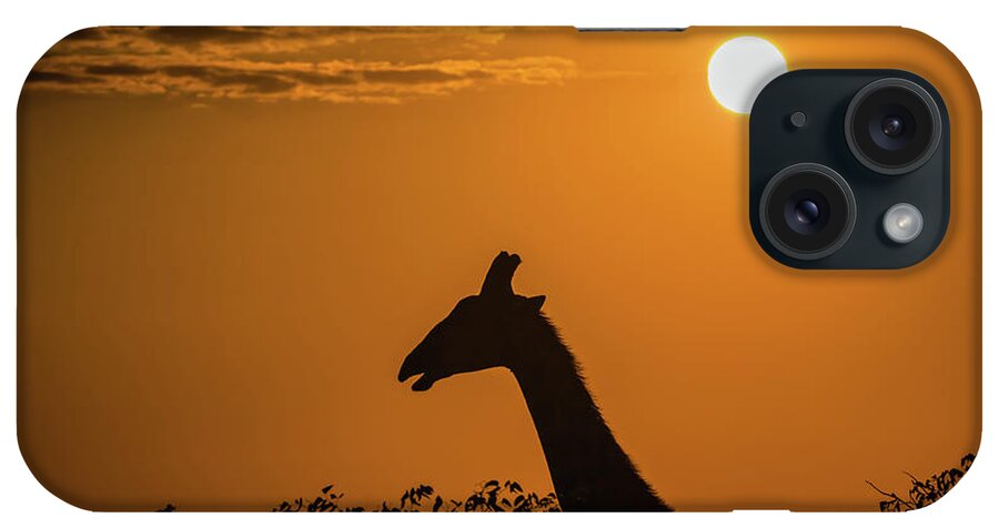 Giraffe iPhone Case featuring the photograph Sunrise over the Etosha National Park, Namibia by Lyl Dil Creations