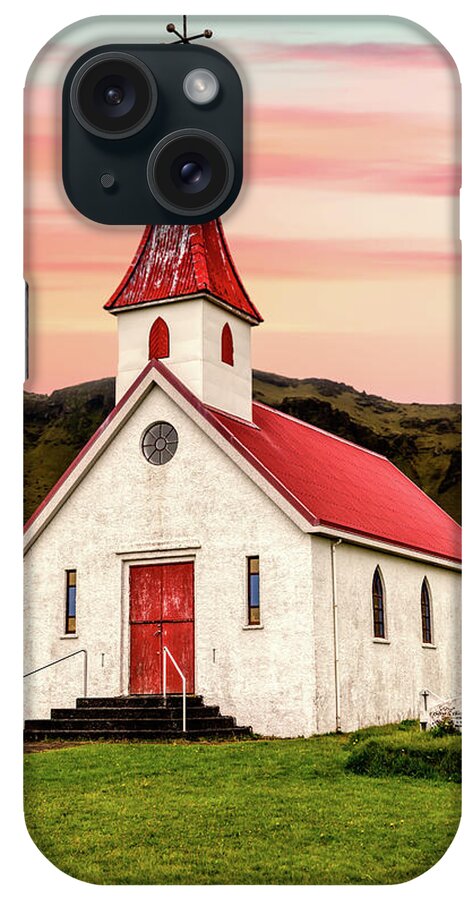Church iPhone Case featuring the photograph Sunset Chapel of Iceland by David Letts