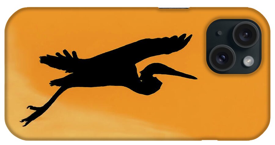 Heron iPhone Case featuring the drawing Sunset Flight by D Hackett