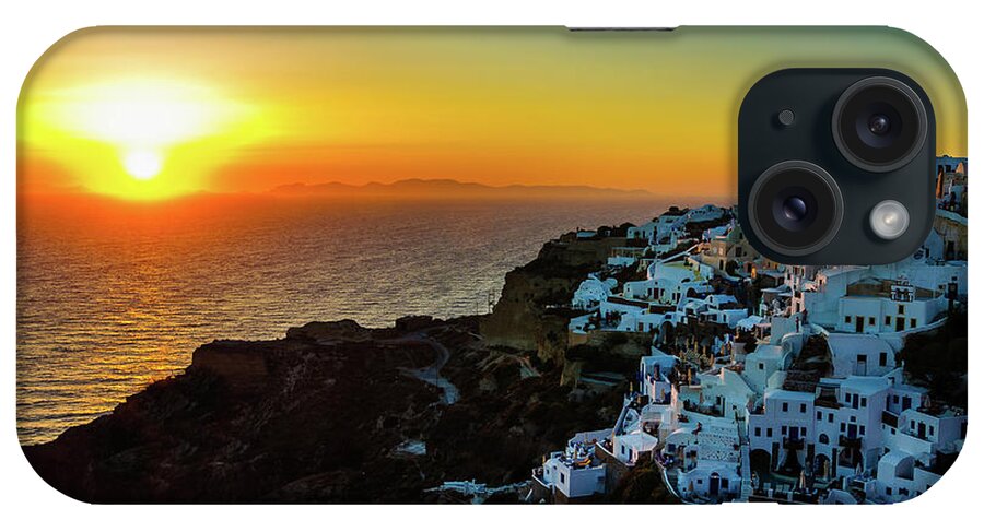Greece iPhone Case featuring the photograph Sunset In Oia, Santorini, Greece by Marius Roman