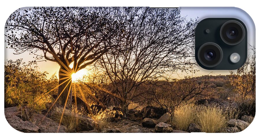 Sunset iPhone Case featuring the photograph Sunset in the Erongo bush by Lyl Dil Creations