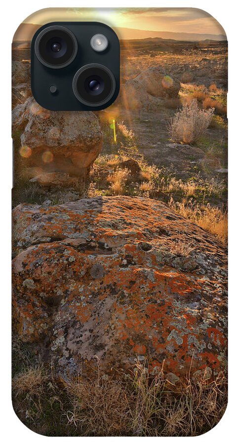 Book Cliffs iPhone Case featuring the photograph Sunset on Colorful Boulders of Book Cliffs by Ray Mathis
