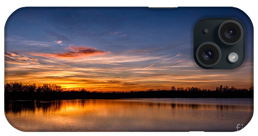 Laupheim iPhone Case featuring the photograph Sunset over Laupheim quarry by Bernd Laeschke