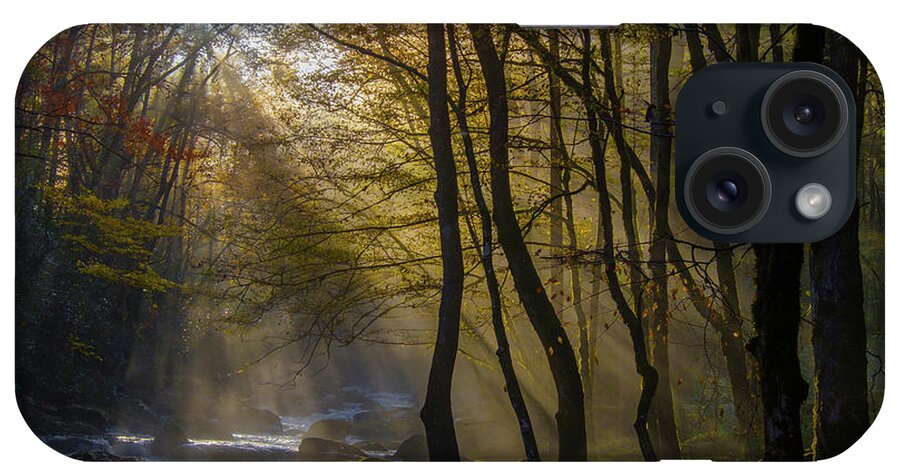 Fall Colors And Waterfall iPhone Case featuring the photograph Sunstar and God Rays by Johnny Boyd