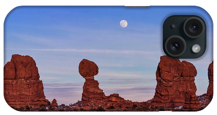 Moab iPhone Case featuring the photograph Super Moonrise at Balanced Rock by Dan Norris