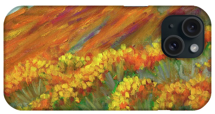 Wildflowers iPhone Case featuring the painting Superbloom at Lake Elsinore by Diane McClary