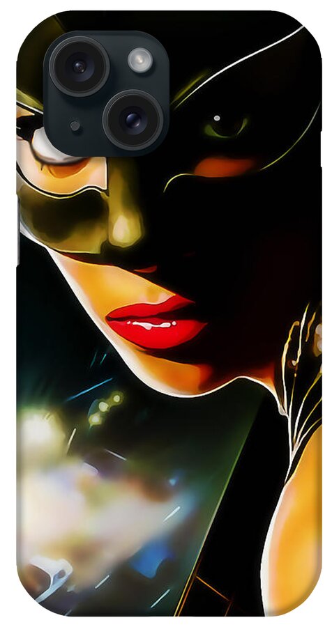 Superhero iPhone Case featuring the mixed media Superhero Catwoman by Marvin Blaine