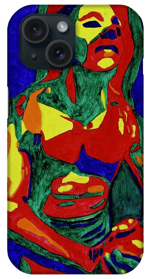 Figure Male Abstract Prayer iPhone Case featuring the painting Supplication by Thomas Santosusso