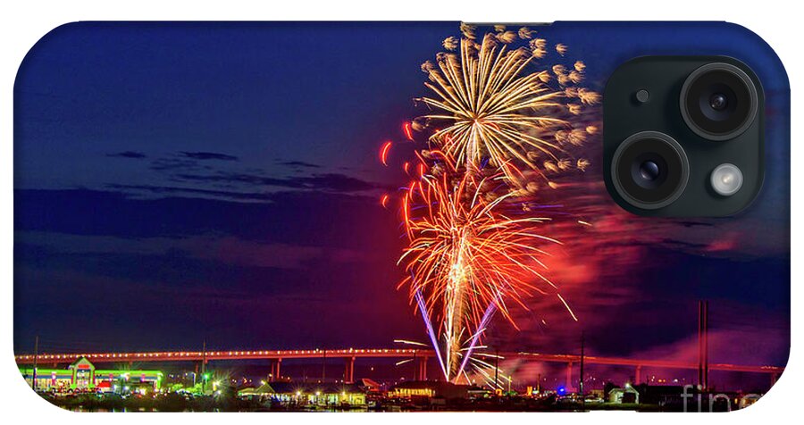 Surf City iPhone Case featuring the photograph Surf City Fireworks 2019-2 by DJA Images