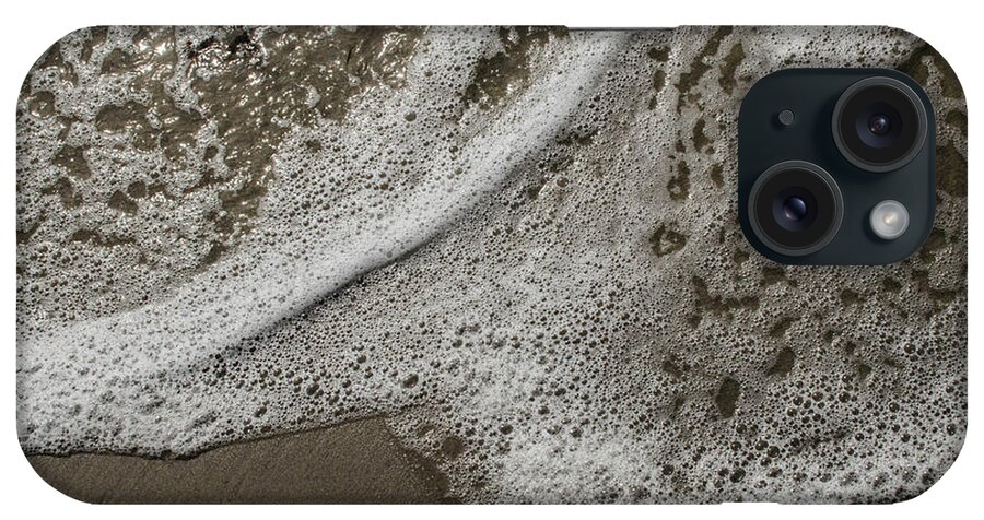 Surf iPhone Case featuring the photograph Surf Foam On The Sand by Alan Goldberg