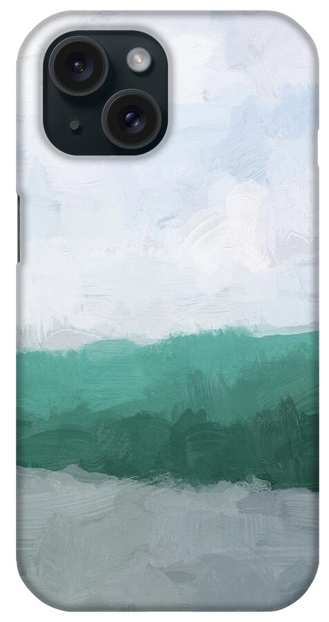 Turquoise Teal iPhone Case featuring the painting Surfs Up by Rachel Elise