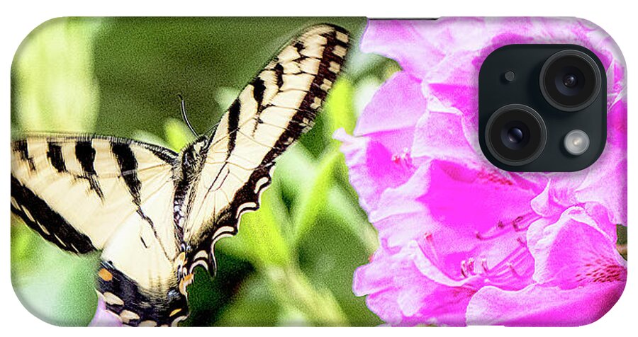 Swallowtail Butterfly iPhone Case featuring the photograph Swallowtail Butterfly, Rhododendran Flowers by A Macarthur Gurmankin