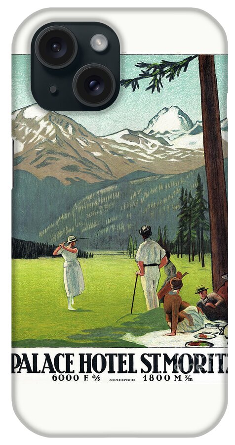 Vintage iPhone Case featuring the drawing Switzerland Vintage Travel Poster Restored by Vintage Treasure