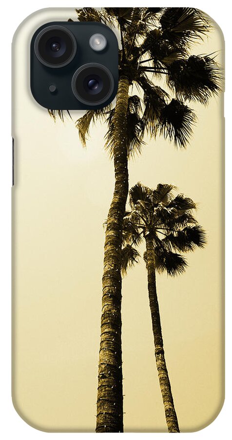 Orange Color iPhone Case featuring the photograph Tall Palm Trees In Beverly Hills Los by Lpettet