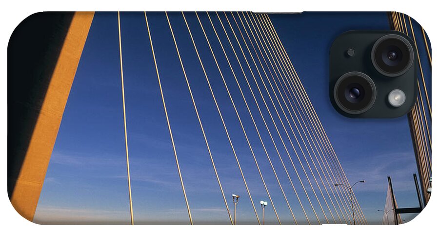 Built Structure iPhone Case featuring the photograph Talmadge Bridge At Sunrise, Savannah by Juan Silva