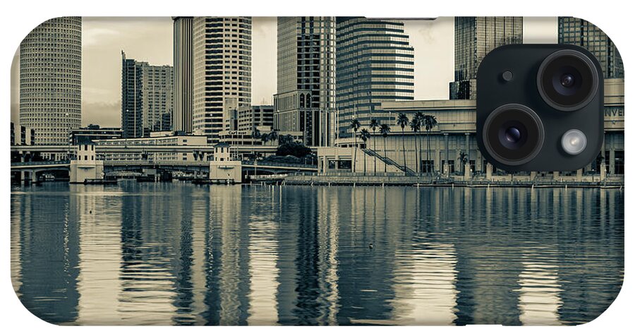 America iPhone Case featuring the photograph Tampa Skyline Sepia Architecture on the Bay - 1x1 by Gregory Ballos